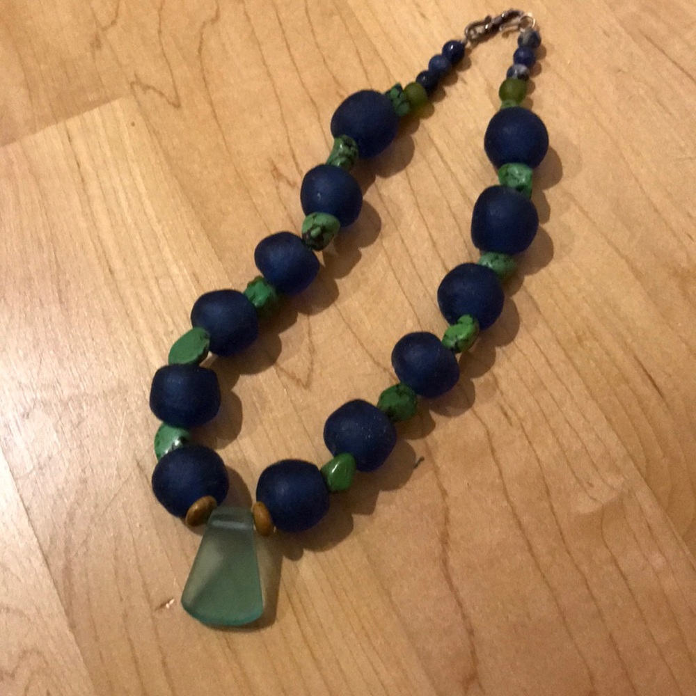 Chunky turquoise and stone necklace